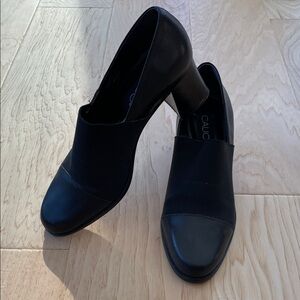 Calico Castcall Y2K Black Leather/Stretch Slip On Heel Women's Shoe Size 7.5 EUC